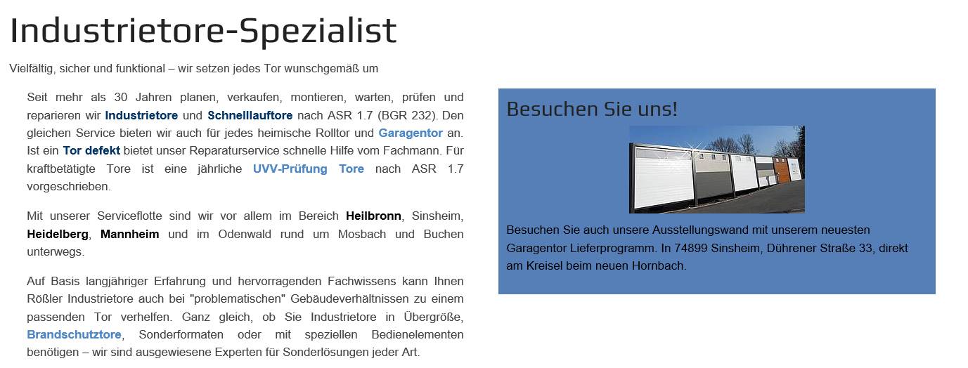 Qualifizierte Tore für Industriehallen vom Fachbetrieb