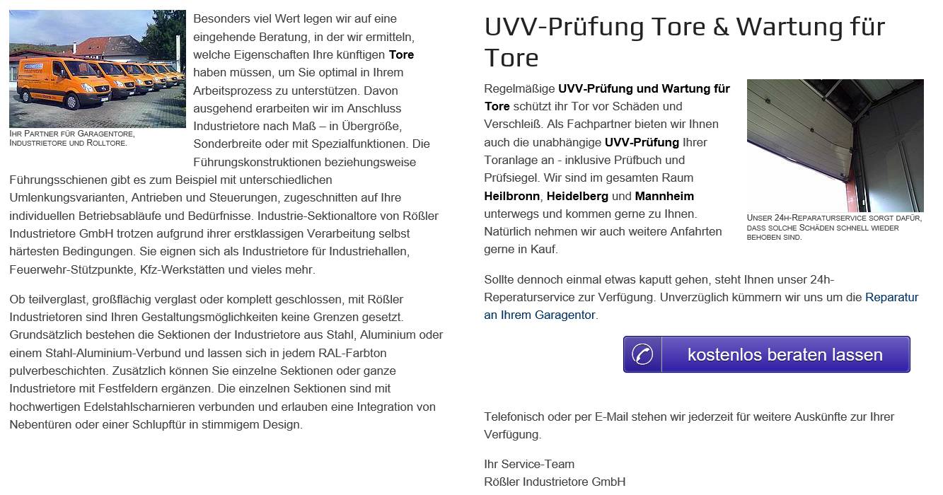 Tor Reparatur, UVV Tor Prüfungen, Tor Wartungen und Tor Service